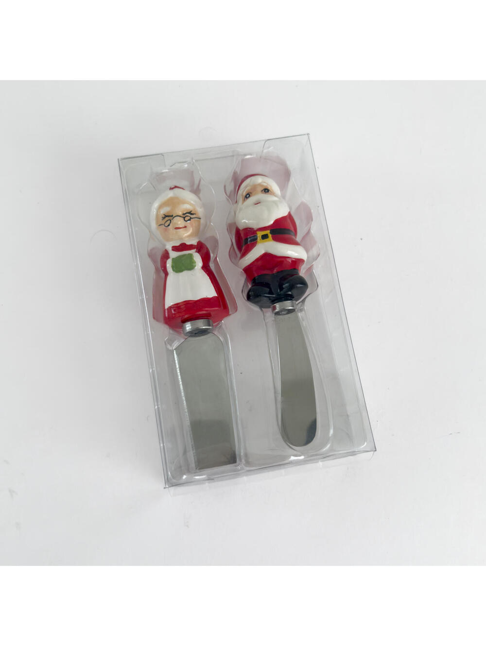 NEW Christmas Mr. & Mrs. Santa Claus Cheese Spreaders Set‎
